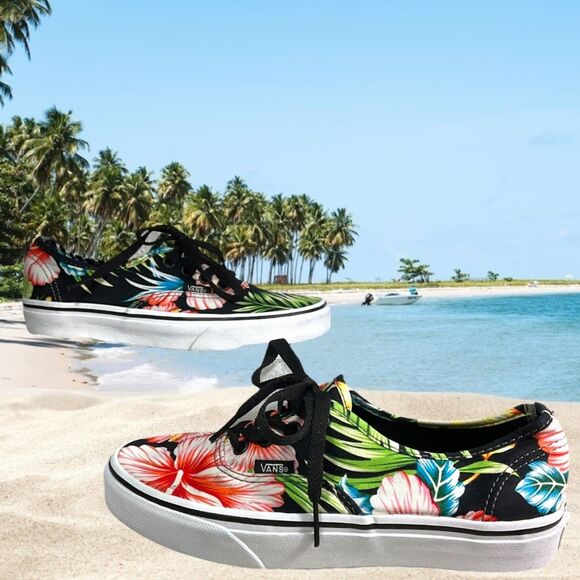 Vans Hibiscus Hawaiian Tropical Floral Print Lace Up Shoes Women's Size 6.5 - Picture 6 of 12